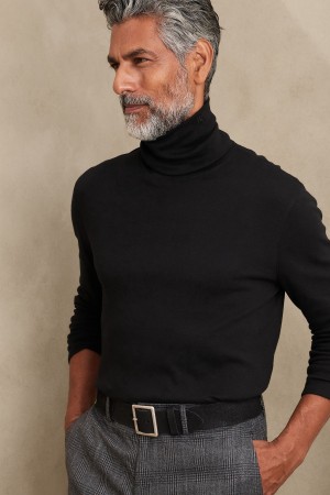 Banana Republic Signature Turtleneck Men's Sweaters Black | 18629-XPTM