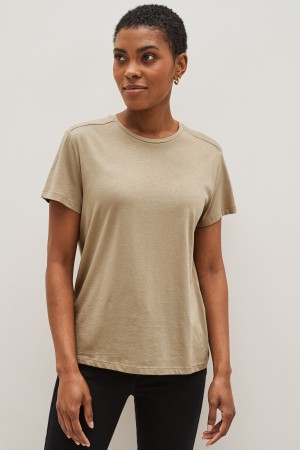 Banana Republic Tissue-Weight Crew-Neck Women's T Shirts Brown | 48120-HBIN