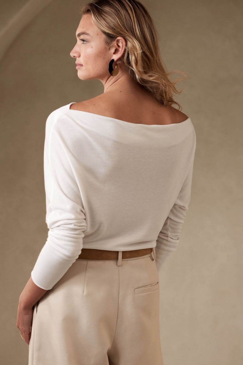 Banana Republic Cati Off-Shoulder Women's Tops White | 18235-YHDV