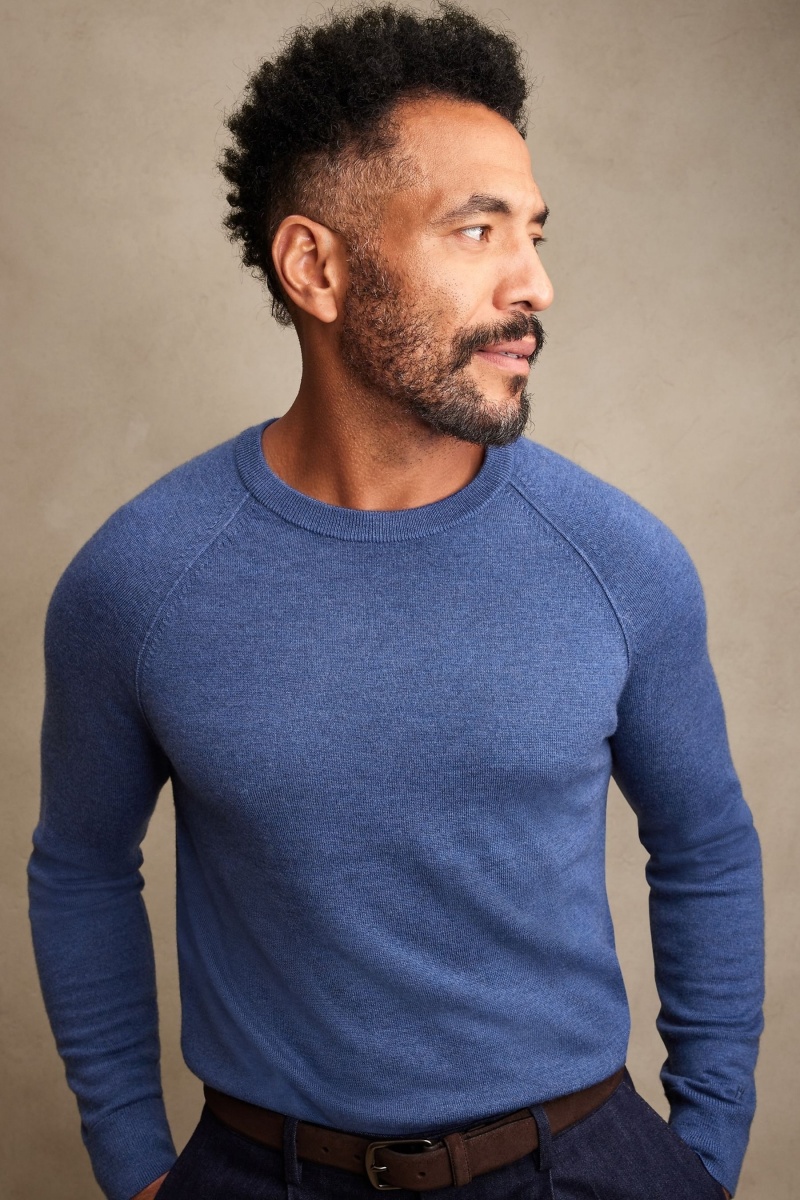 Banana Republic Cori Merino Crew-Neck Men\'s Sweaters Blue | 30756-SYOD