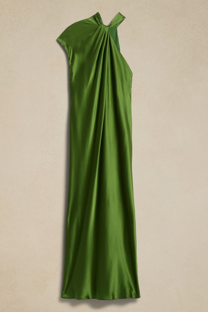 Banana Republic Kaia Silk Midi Women's Dress Green | 47152-RWOV