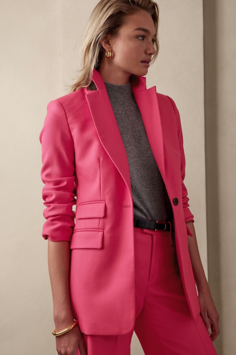 Banana Republic Lido Sculpted Wool Women's Blazers Pink | 79430-XDGS