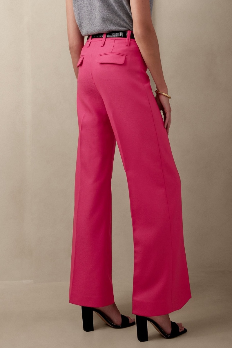 Banana Republic Lido Wide-Leg Wool Women's Pants Pink | 53216-LXRB