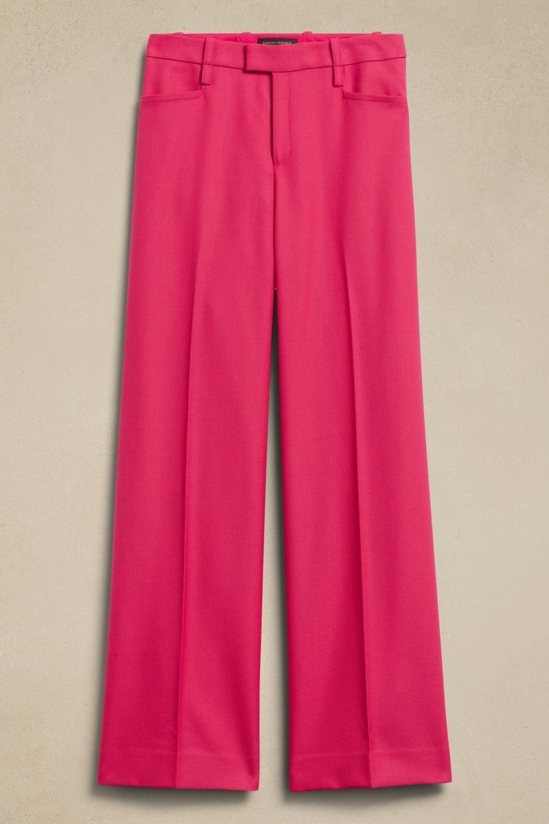 Banana Republic Lido Wide-Leg Wool Women's Pants Pink | 53216-LXRB