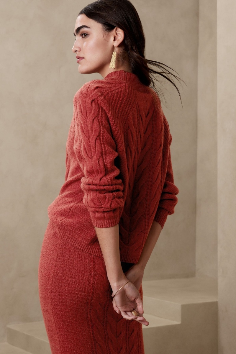 Banana Republic Pura Merino-Blend Women's Sweaters Red | 93215-SAEC