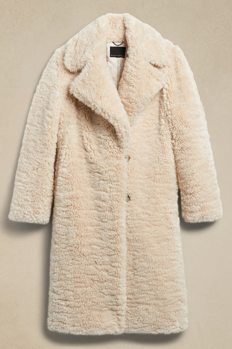 Banana Republic Serres Sherpa Long Over Women's Coats White | 30285-GWSY