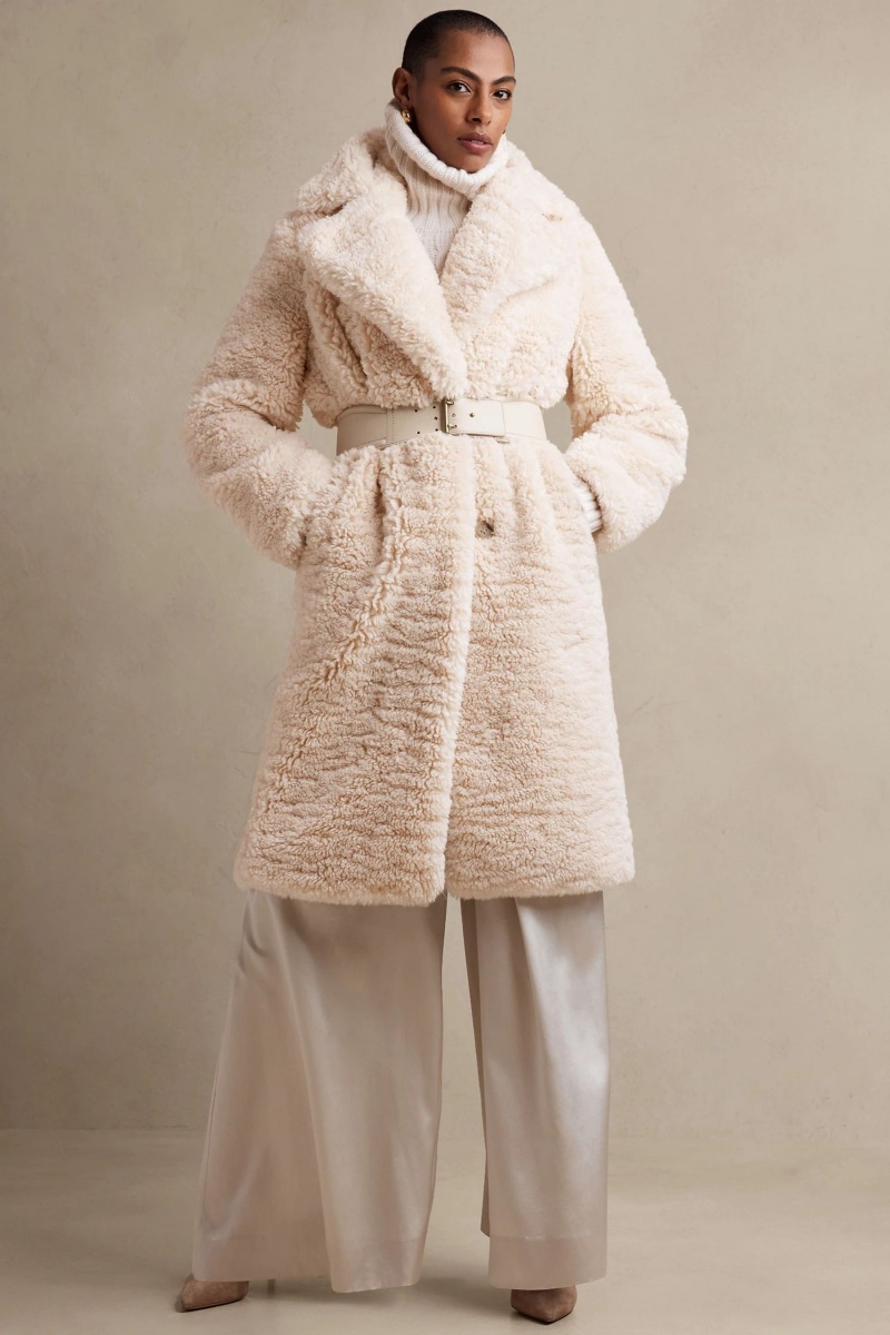 Banana Republic Serres Sherpa Long Over Women\'s Coats White | 30285-GWSY