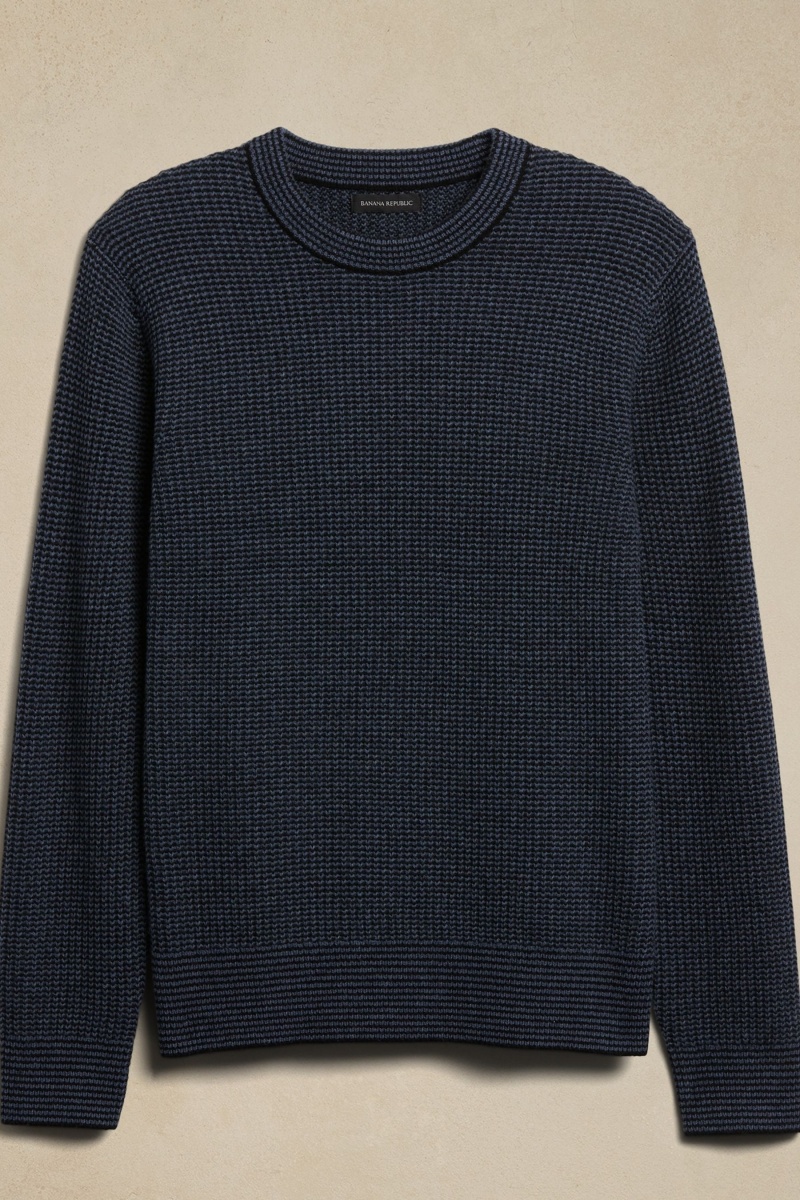 Banana Republic Striped Wool-Blend Men's Sweaters Blue | 59806-ZPBT